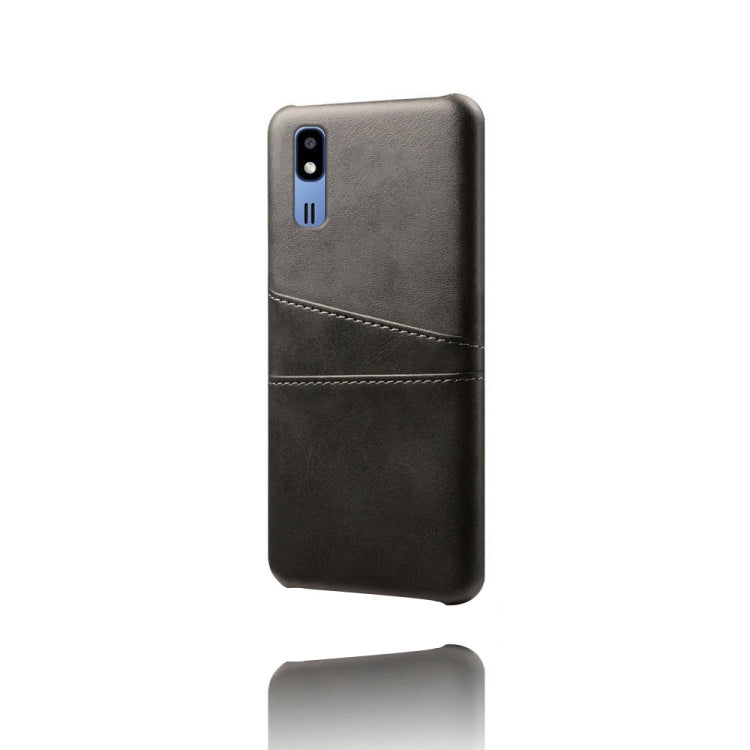 For Samsung Galaxy A2 Core Calf Texture PC + PU Leather Back Cover Shockproof Case with Dual Card Slots