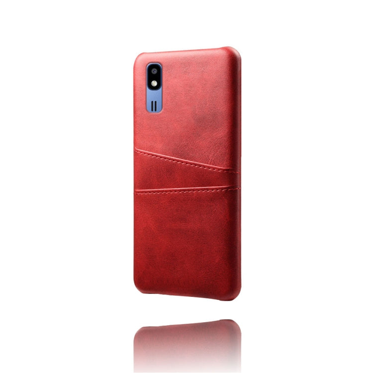 For Samsung Galaxy A2 Core Calf Texture PC + PU Leather Back Cover Shockproof Case with Dual Card Slots