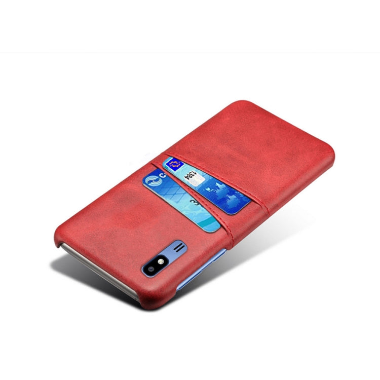For Samsung Galaxy A2 Core Calf Texture PC + PU Leather Back Cover Shockproof Case with Dual Card Slots