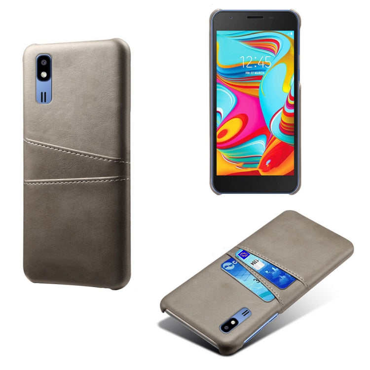 For Samsung Galaxy A2 Core Calf Texture PC + PU Leather Back Cover Shockproof Case with Dual Card Slots