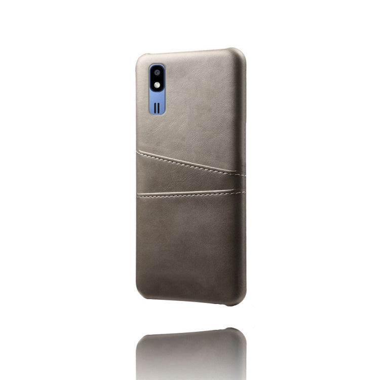 For Samsung Galaxy A2 Core Calf Texture PC + PU Leather Back Cover Shockproof Case with Dual Card Slots