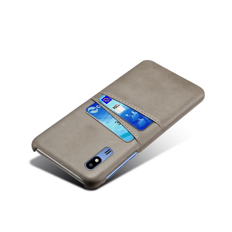 For Samsung Galaxy A2 Core Calf Texture PC + PU Leather Back Cover Shockproof Case with Dual Card Slots