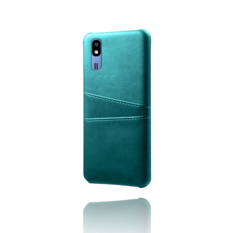 For Samsung Galaxy A2 Core Calf Texture PC + PU Leather Back Cover Shockproof Case with Dual Card Slots