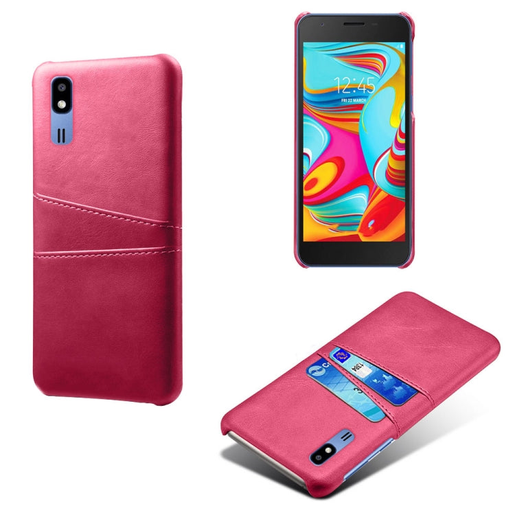 For Samsung Galaxy A2 Core Calf Texture PC + PU Leather Back Cover Shockproof Case with Dual Card Slots