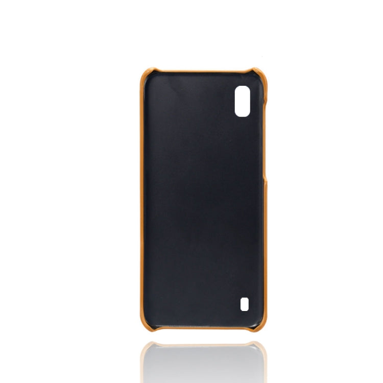 For Samsung Galaxy A10 Calf Texture PC + PU Leather Back Cover Shockproof Case with Dual Card Slots