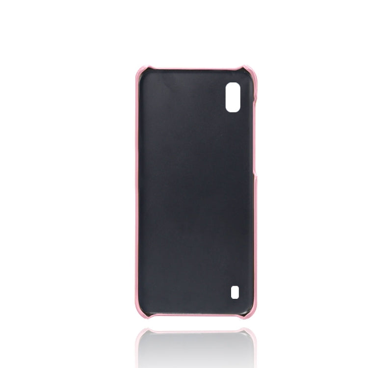 For Samsung Galaxy A10 Calf Texture PC + PU Leather Back Cover Shockproof Case with Dual Card Slots