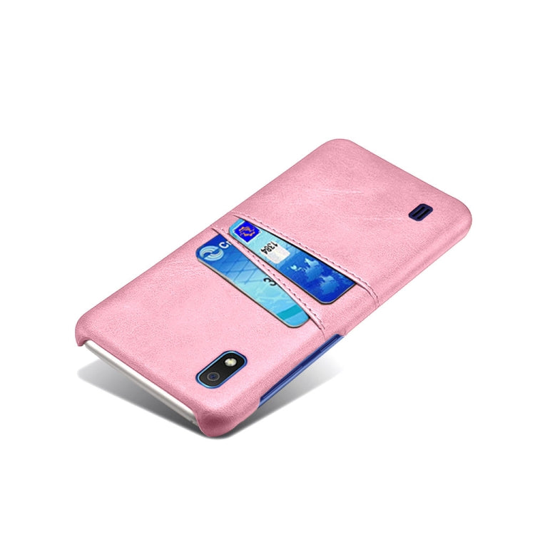 For Samsung Galaxy A10 Calf Texture PC + PU Leather Back Cover Shockproof Case with Dual Card Slots