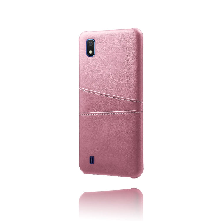 For Samsung Galaxy A10 Calf Texture PC + PU Leather Back Cover Shockproof Case with Dual Card Slots