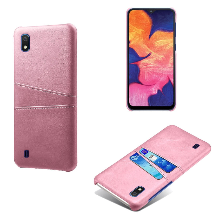 For Samsung Galaxy A10 Calf Texture PC + PU Leather Back Cover Shockproof Case with Dual Card Slots