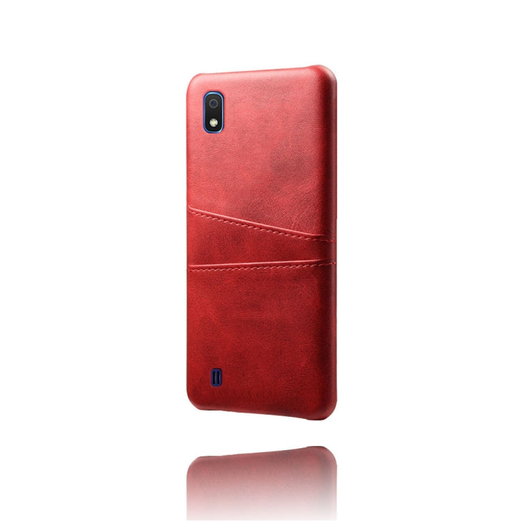For Samsung Galaxy A10 Calf Texture PC + PU Leather Back Cover Shockproof Case with Dual Card Slots