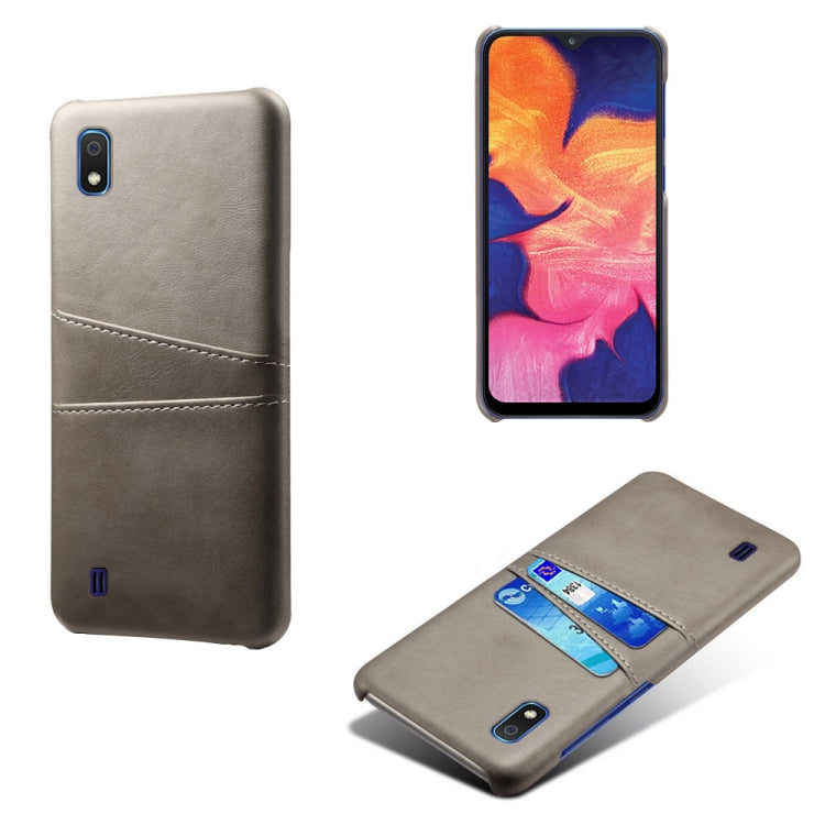 For Samsung Galaxy A10 Calf Texture PC + PU Leather Back Cover Shockproof Case with Dual Card Slots