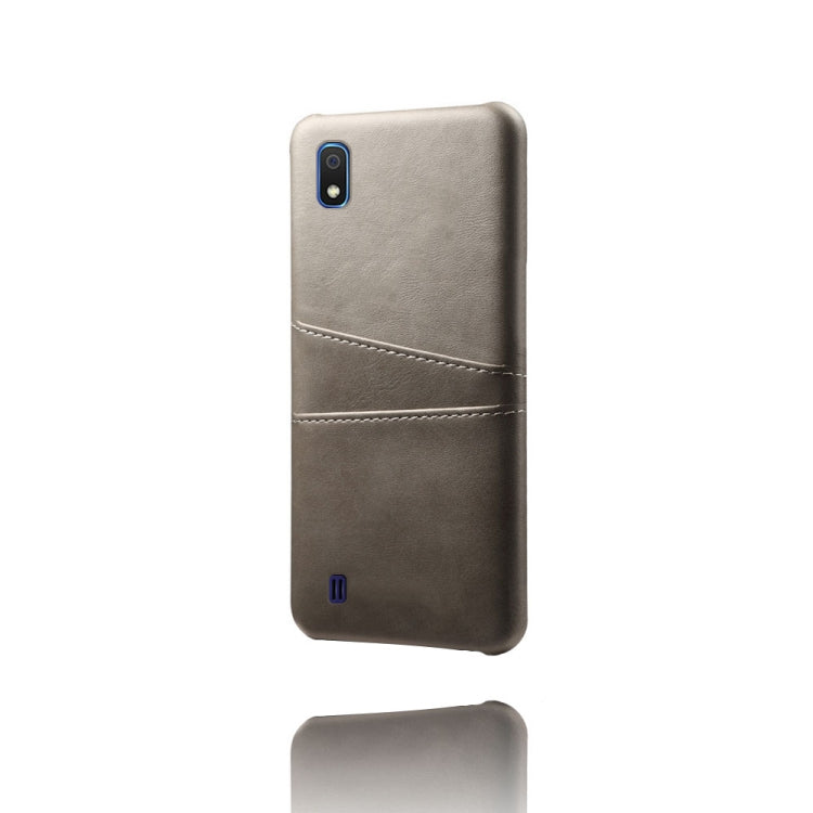 For Samsung Galaxy A10 Calf Texture PC + PU Leather Back Cover Shockproof Case with Dual Card Slots