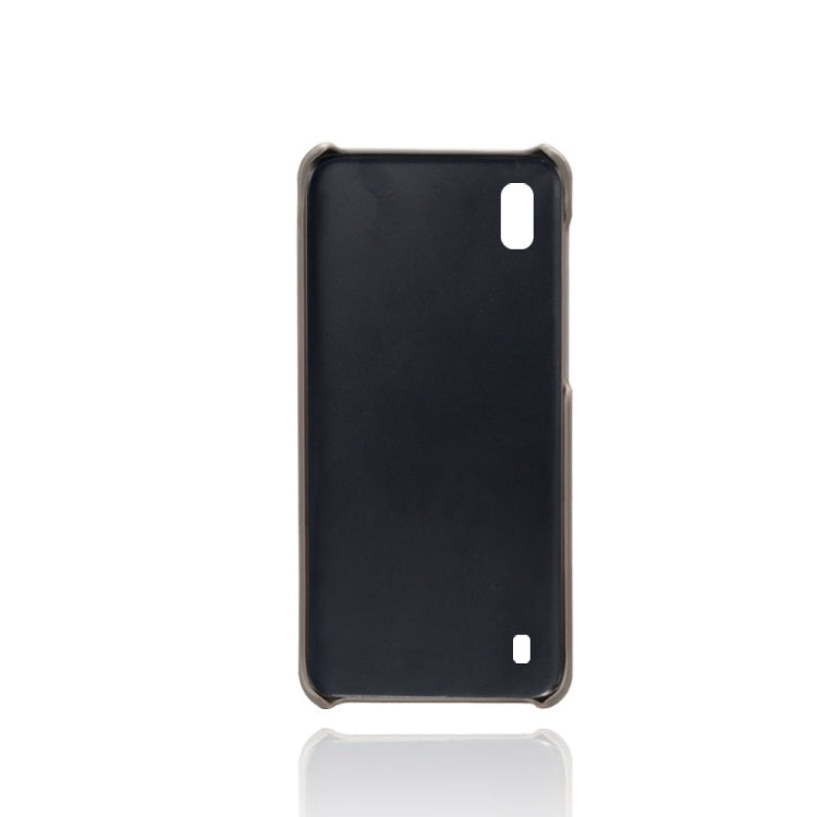 For Samsung Galaxy A10 Calf Texture PC + PU Leather Back Cover Shockproof Case with Dual Card Slots