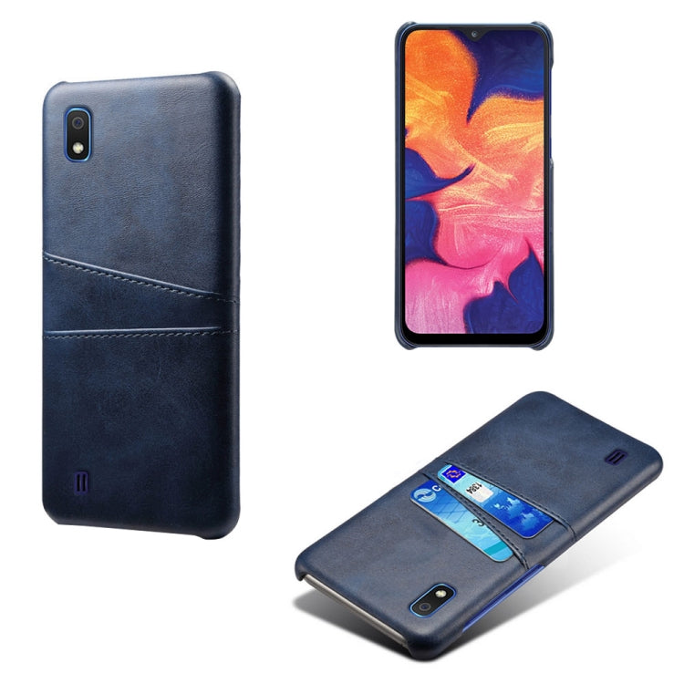 For Samsung Galaxy A10 Calf Texture PC + PU Leather Back Cover Shockproof Case with Dual Card Slots