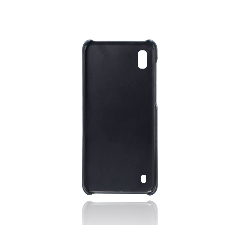 For Samsung Galaxy A10 Calf Texture PC + PU Leather Back Cover Shockproof Case with Dual Card Slots