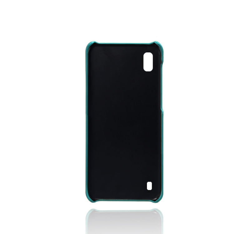 For Samsung Galaxy A10 Calf Texture PC + PU Leather Back Cover Shockproof Case with Dual Card Slots