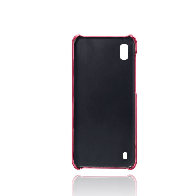 For Samsung Galaxy A10 Calf Texture PC + PU Leather Back Cover Shockproof Case with Dual Card Slots