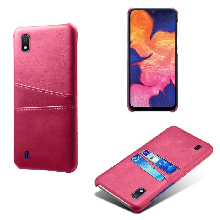 For Samsung Galaxy A10 Calf Texture PC + PU Leather Back Cover Shockproof Case with Dual Card Slots
