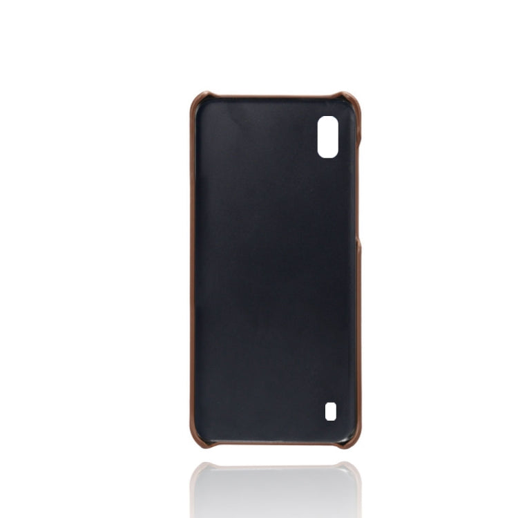For Samsung Galaxy A10 Calf Texture PC + PU Leather Back Cover Shockproof Case with Dual Card Slots