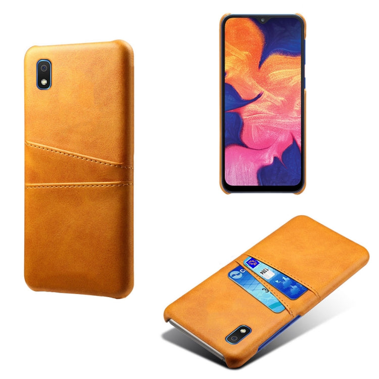 For Samsung Galaxy A10e Calf Texture PC + PU Leather Back Cover Shockproof Case with Dual Card Slots