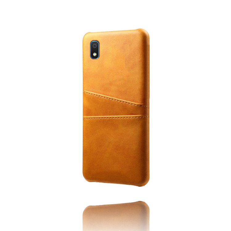 For Samsung Galaxy A10e Calf Texture PC + PU Leather Back Cover Shockproof Case with Dual Card Slots
