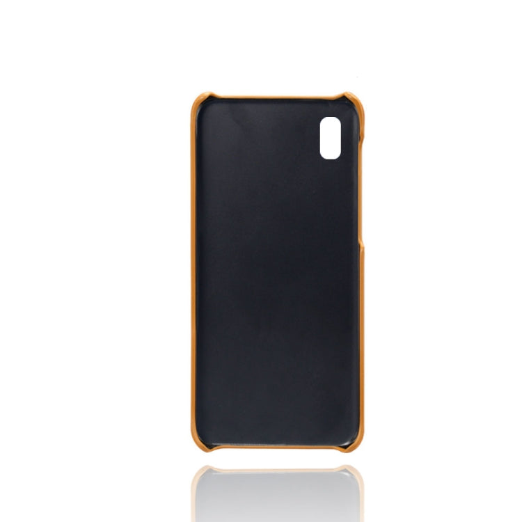 For Samsung Galaxy A10e Calf Texture PC + PU Leather Back Cover Shockproof Case with Dual Card Slots