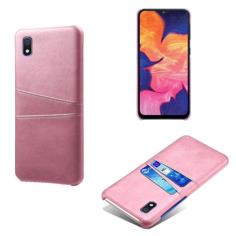 For Samsung Galaxy A10e Calf Texture PC + PU Leather Back Cover Shockproof Case with Dual Card Slots