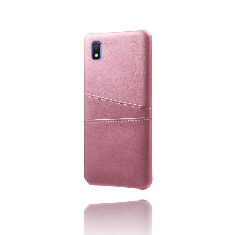 For Samsung Galaxy A10e Calf Texture PC + PU Leather Back Cover Shockproof Case with Dual Card Slots