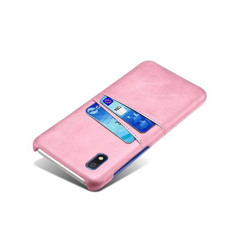 For Samsung Galaxy A10e Calf Texture PC + PU Leather Back Cover Shockproof Case with Dual Card Slots