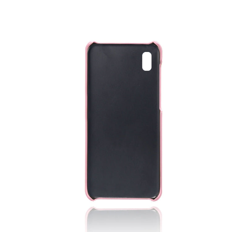 For Samsung Galaxy A10e Calf Texture PC + PU Leather Back Cover Shockproof Case with Dual Card Slots