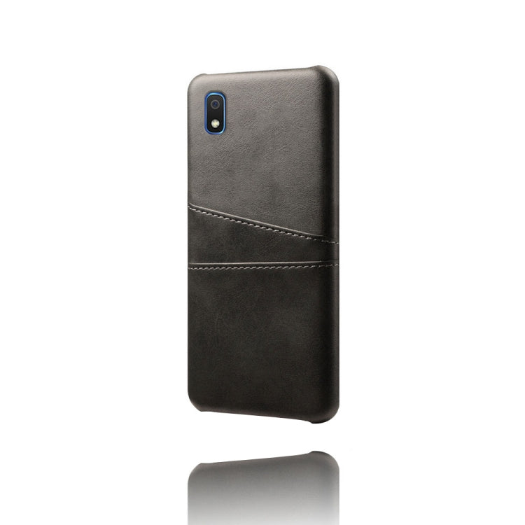 For Samsung Galaxy A10e Calf Texture PC + PU Leather Back Cover Shockproof Case with Dual Card Slots