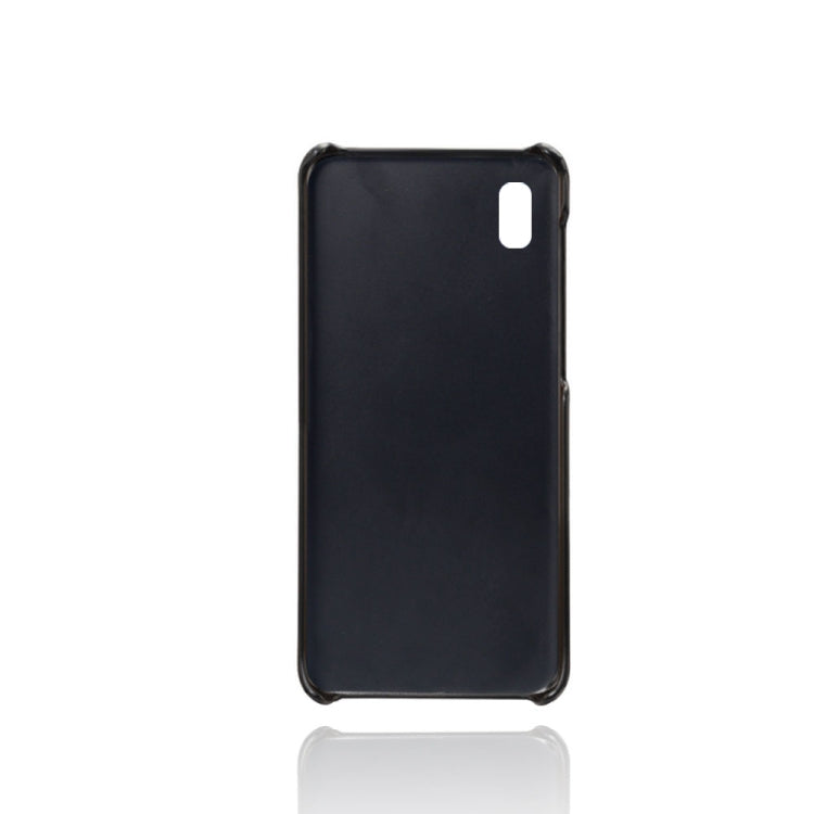For Samsung Galaxy A10e Calf Texture PC + PU Leather Back Cover Shockproof Case with Dual Card Slots