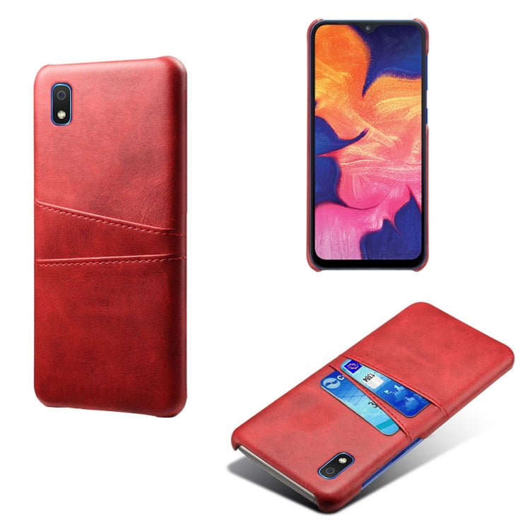 For Samsung Galaxy A10e Calf Texture PC + PU Leather Back Cover Shockproof Case with Dual Card Slots