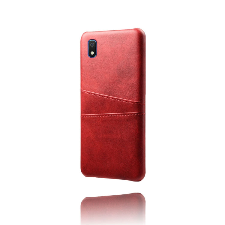 For Samsung Galaxy A10e Calf Texture PC + PU Leather Back Cover Shockproof Case with Dual Card Slots