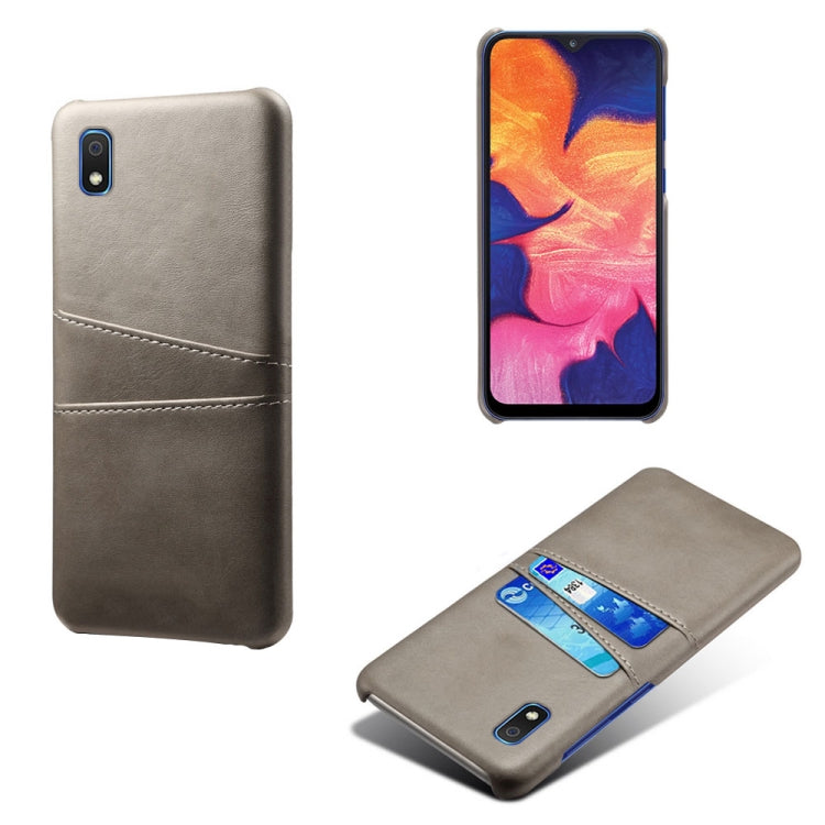 For Samsung Galaxy A10e Calf Texture PC + PU Leather Back Cover Shockproof Case with Dual Card Slots