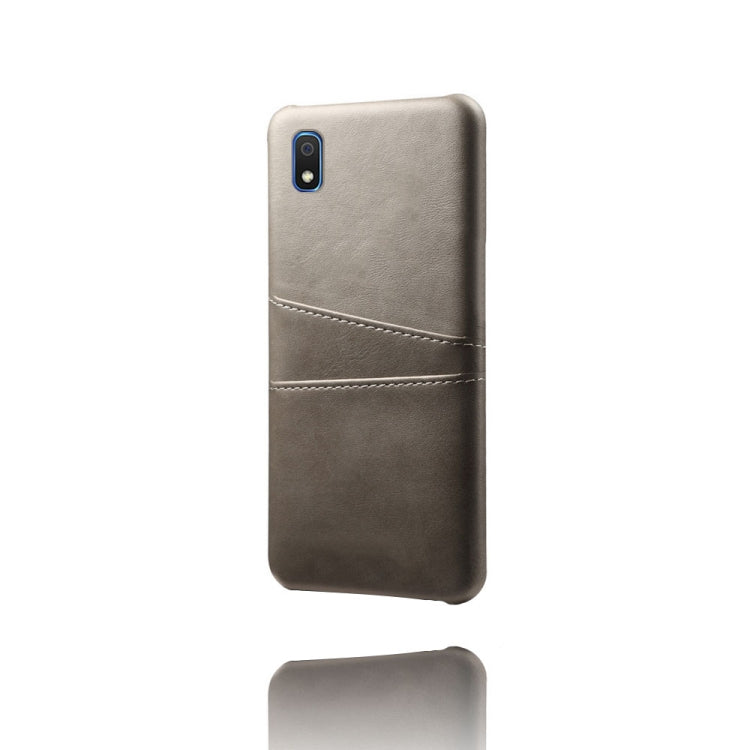 For Samsung Galaxy A10e Calf Texture PC + PU Leather Back Cover Shockproof Case with Dual Card Slots