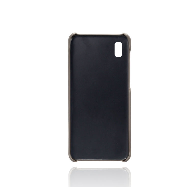 For Samsung Galaxy A10e Calf Texture PC + PU Leather Back Cover Shockproof Case with Dual Card Slots