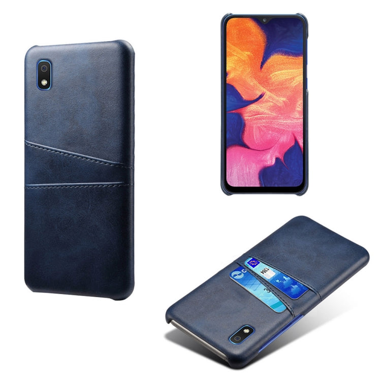 For Samsung Galaxy A10e Calf Texture PC + PU Leather Back Cover Shockproof Case with Dual Card Slots