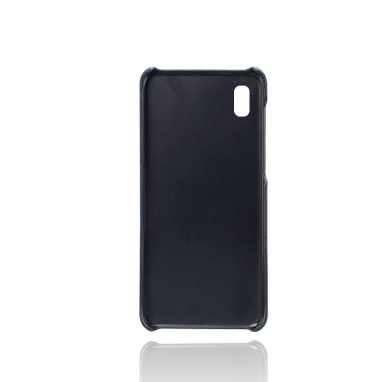 For Samsung Galaxy A10e Calf Texture PC + PU Leather Back Cover Shockproof Case with Dual Card Slots