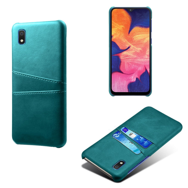 For Samsung Galaxy A10e Calf Texture PC + PU Leather Back Cover Shockproof Case with Dual Card Slots