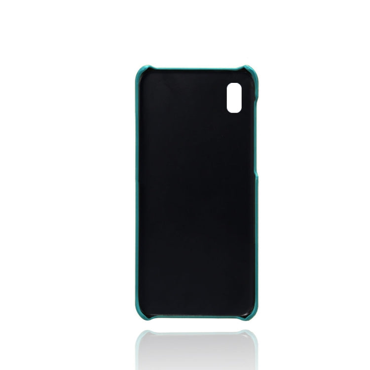 For Samsung Galaxy A10e Calf Texture PC + PU Leather Back Cover Shockproof Case with Dual Card Slots
