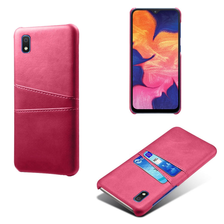 For Samsung Galaxy A10e Calf Texture PC + PU Leather Back Cover Shockproof Case with Dual Card Slots