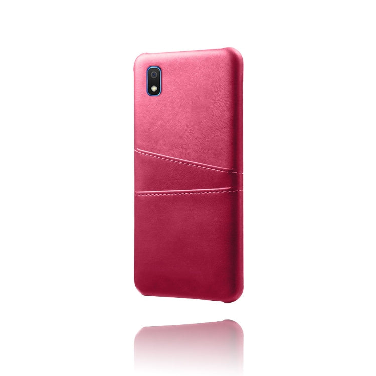 For Samsung Galaxy A10e Calf Texture PC + PU Leather Back Cover Shockproof Case with Dual Card Slots