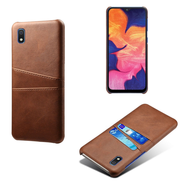 For Samsung Galaxy A10e Calf Texture PC + PU Leather Back Cover Shockproof Case with Dual Card Slots
