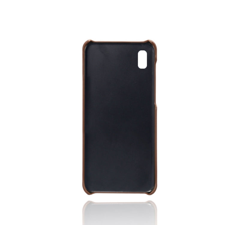 For Samsung Galaxy A10e Calf Texture PC + PU Leather Back Cover Shockproof Case with Dual Card Slots