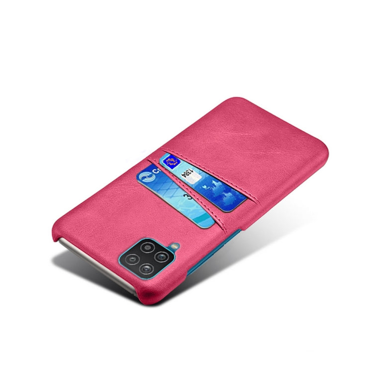 For Samsung Galaxy A12 Calf Texture PC + PU Leather Back Cover Shockproof Case with Dual Card Slots
