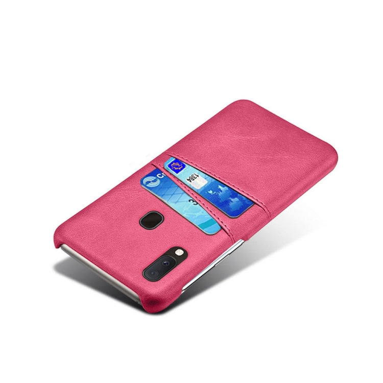 For Samsung Galaxy A20 Calf Texture PC + PU Leather Back Cover Shockproof Case with Dual Card Slots