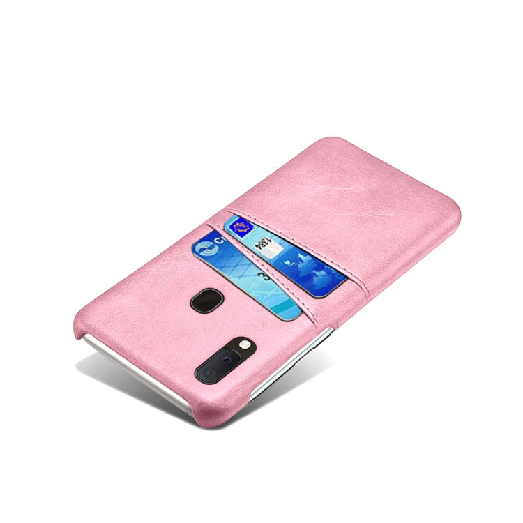 For Samsung Galaxy A20e Calf Texture PC + PU Leather Back Cover Shockproof Case with Dual Card Slots