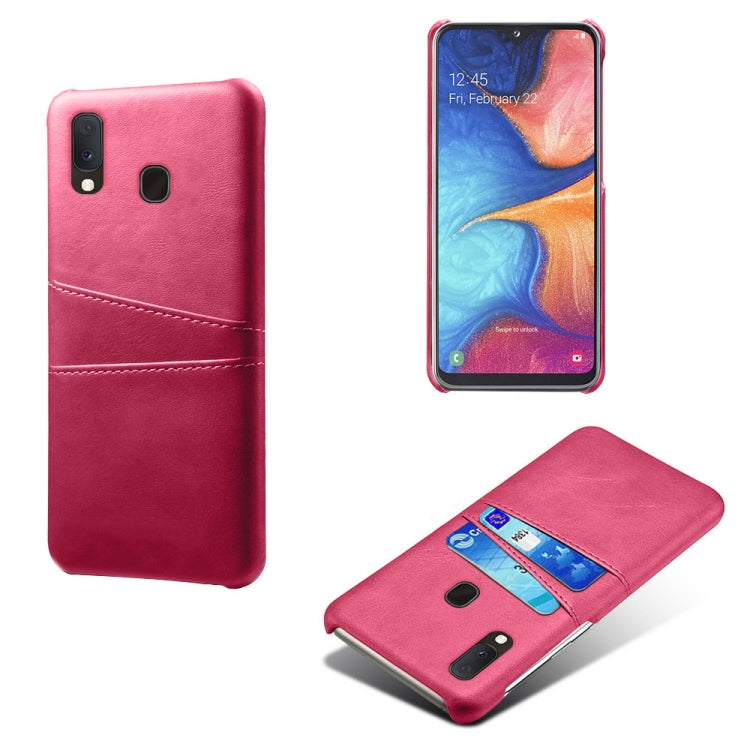 For Samsung Galaxy A20e Calf Texture PC + PU Leather Back Cover Shockproof Case with Dual Card Slots