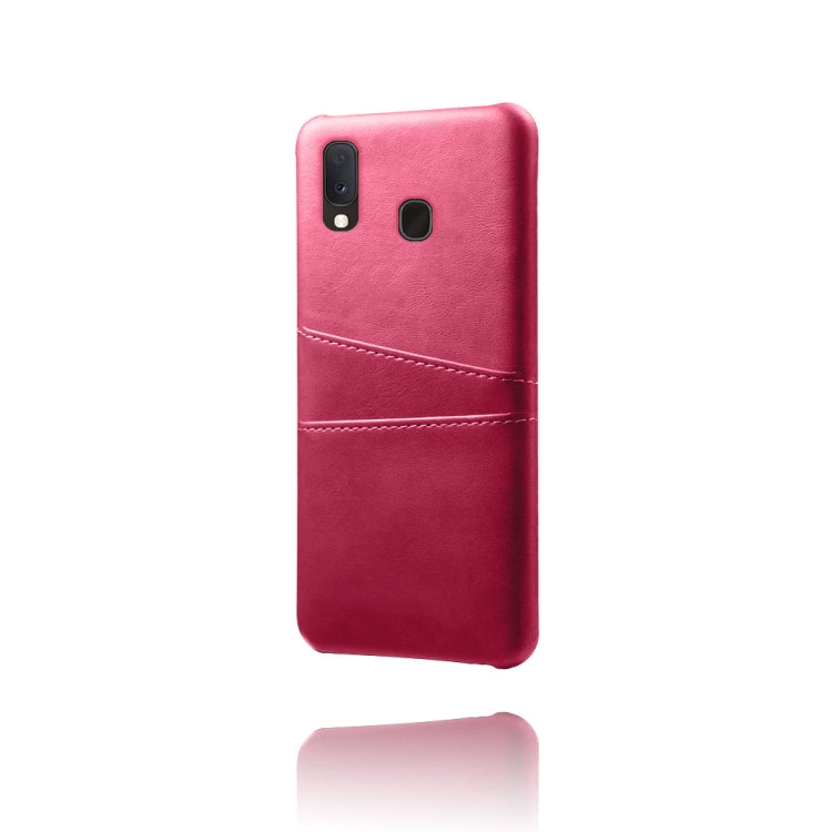 For Samsung Galaxy A20e Calf Texture PC + PU Leather Back Cover Shockproof Case with Dual Card Slots